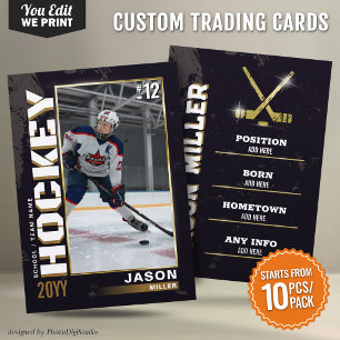 Mesa Tarjeta de hockey personalizada de jugador de oro 