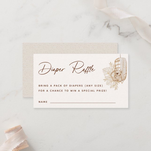Mesa Tarjeta de inscripción Boho Nursery Diaper Raffle (Anverso/Reverso In Situ)