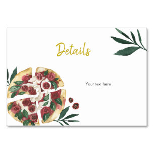 Mesa Tarjeta de inserción de cena de ensayo de pizza it