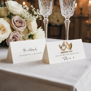 Mesa Tarjeta de Invitado de Boda de Pollo en Granja Cam