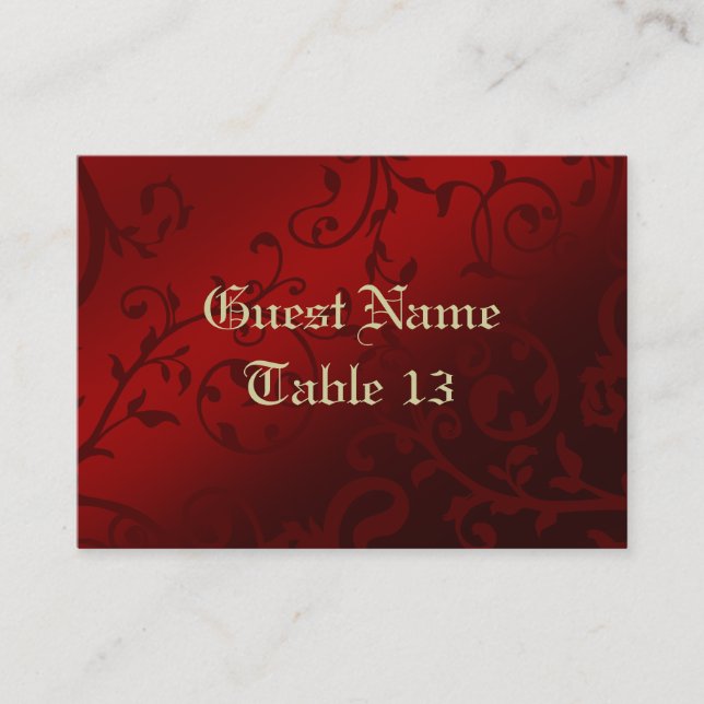 Mesa Tarjeta de invitado Red Damask Gothic Recepción (Anverso)