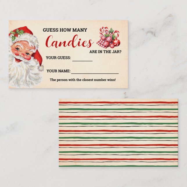 Mesa Tarjeta de juego de cuántos Navidades Santa Candie (Anverso / Reverso)