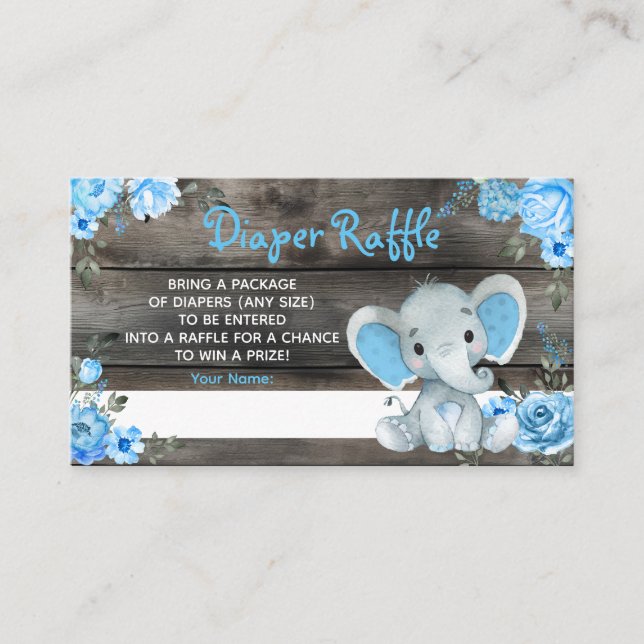 Mesa Tarjeta de juego para Baby Shower Boy Elephant Dia (Anverso)