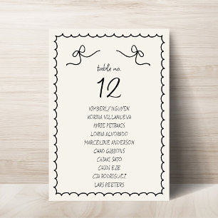 Mesa Tarjeta de la gráfica de asiento del Boda francés