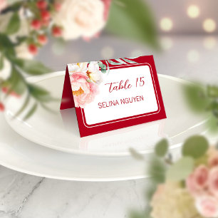 Mesa Tarjeta de la plaza de cumpleaños de Peony para la