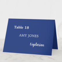 Tarjeta de lugar azul oscuro para elegir comida