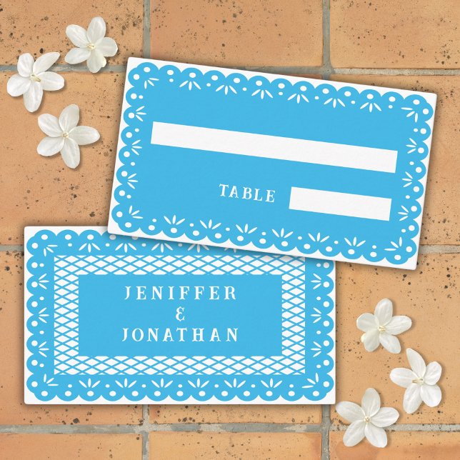 Mesa Tarjeta de lugar BLUE MEXICAN PAPEL PICADO (Subido por el creador)