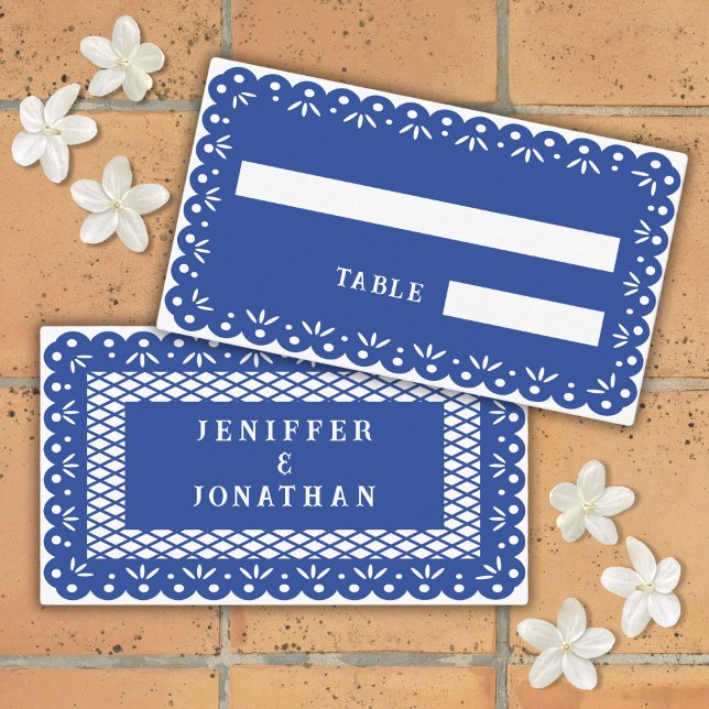 Mesa Tarjeta de lugar BLUE MEXICAN PAPEL PICADO (Subido por el creador)