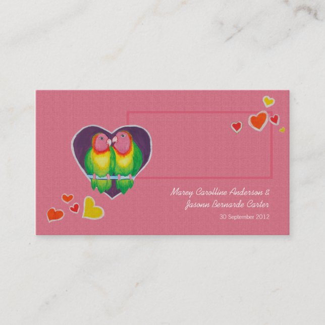 Mesa Tarjeta de lugar Boda Aves Amores (Anverso)