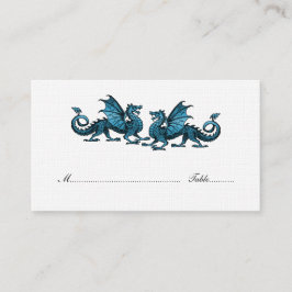 Mesa Tarjeta de lugar Boda Blue Elegant Dragons