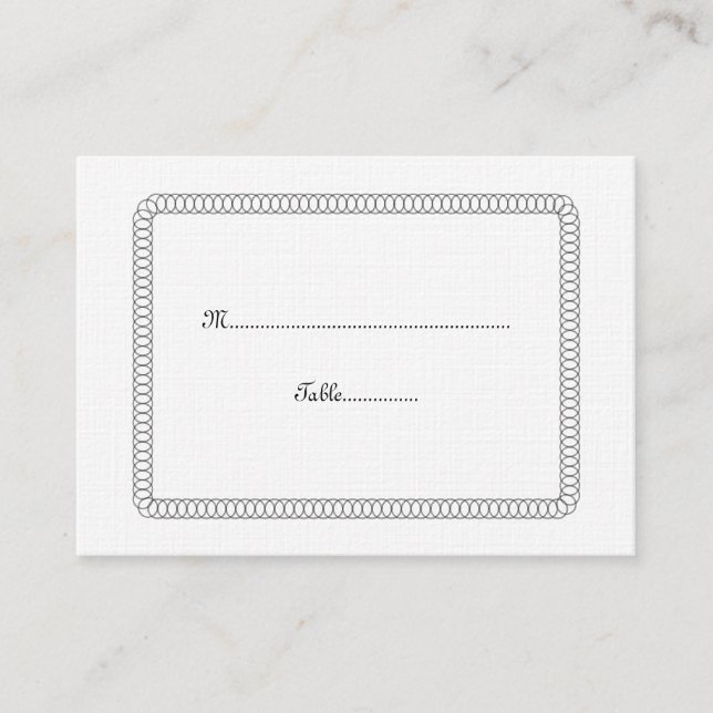 Mesa Tarjeta de lugar Boda redondeada envolvente Ebony (Anverso)
