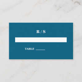Mesa Tarjeta de lugar con monograma azul clásico elegan