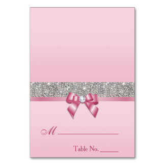 Mesa Tarjeta de lugar de arco rosado de las sucesiones