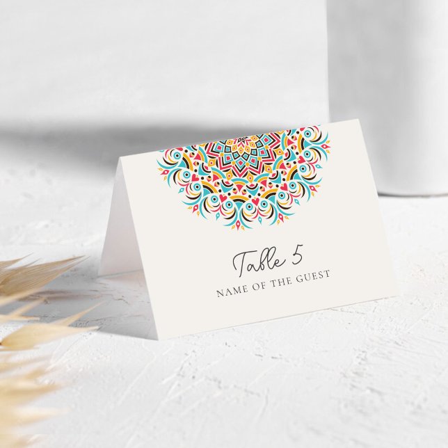 Mesa Tarjeta de lugar de boda abstracta azul turquesa r (Subido por el creador)