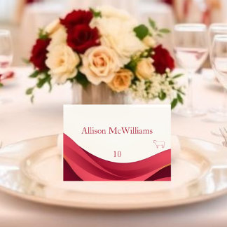 Mesa Tarjeta de lugar de boda borgoña-Comida