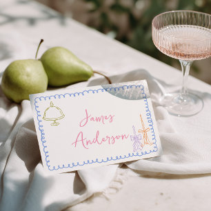 Mesa Tarjeta de lugar de boda colorida y extravagante d