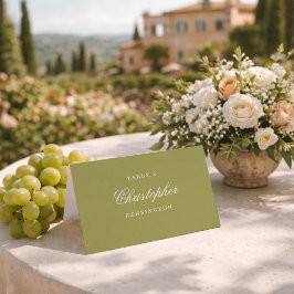 Mesa Tarjeta de lugar de boda con caligrafía en verde o