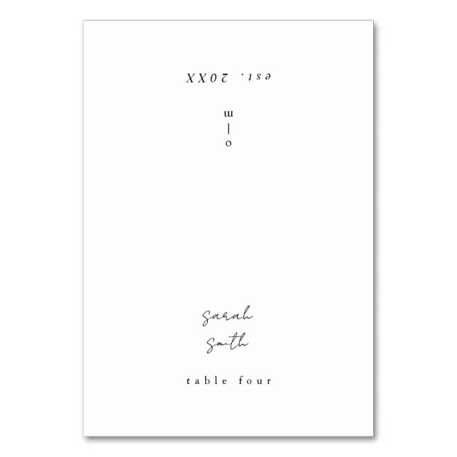 Mesa Tarjeta de Lugar de Boda con Caligrafía Minimalist (Anverso)