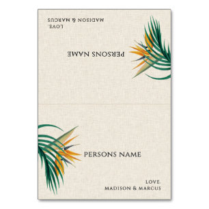 Mesa Tarjeta de lugar de boda con flores tropicales ele