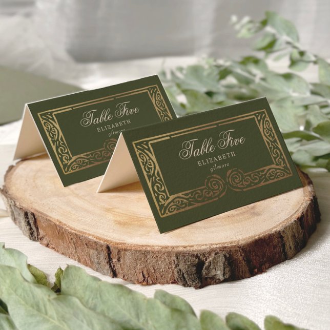Mesa Tarjeta de lugar de boda con hoja de falso elegant (Subido por el creador)