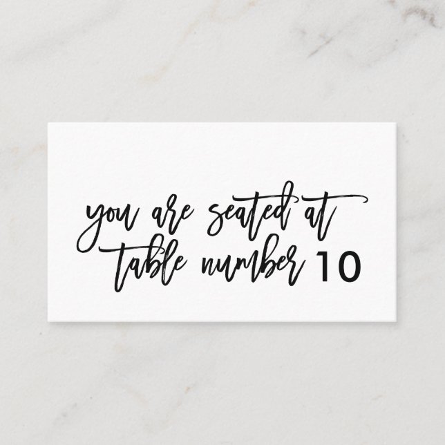 Mesa Tarjeta de lugar de boda con letra a mano chic (Anverso)