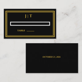 Mesa Tarjeta de lugar de boda con monograma negro y dor