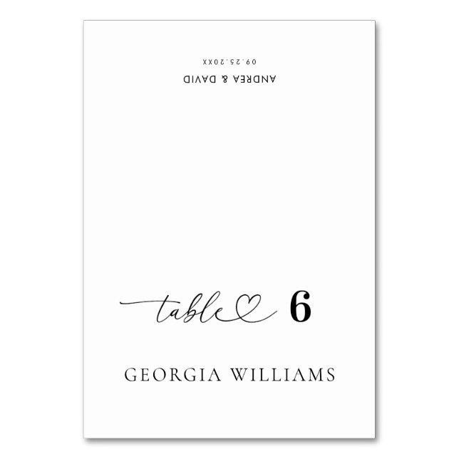 Mesa Tarjeta de lugar de boda con nombre de invitado ed (Anverso)