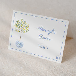Mesa Tarjeta de lugar de boda con tema de limonero eleg