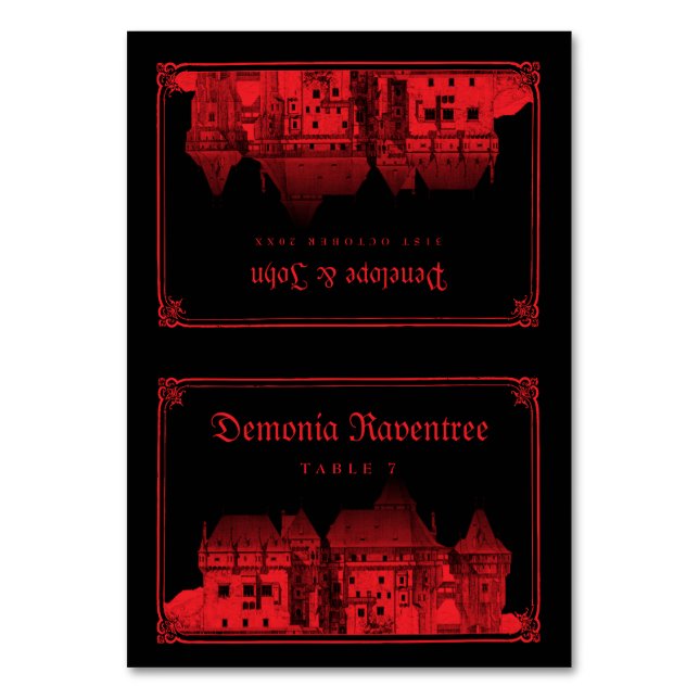 Mesa Tarjeta de lugar de boda de castillo de vampiro gó (Anverso)