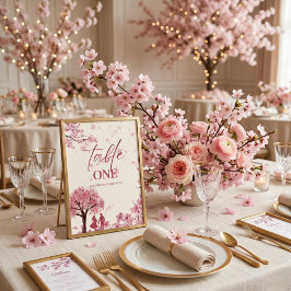 Mesa Tarjeta de lugar de boda de flor de cerezo persona