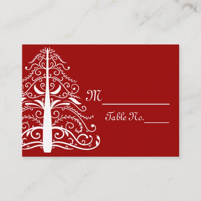 Mesa Tarjeta de lugar de boda de invierno de árbol de N (Anverso)