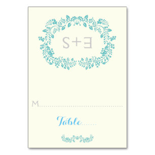 Mesa Tarjeta de lugar de boda de marcos e iniciales de