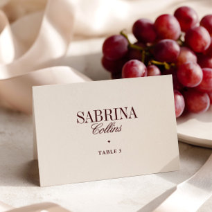 Mesa Tarjeta de lugar de boda de marfil minimalista ele