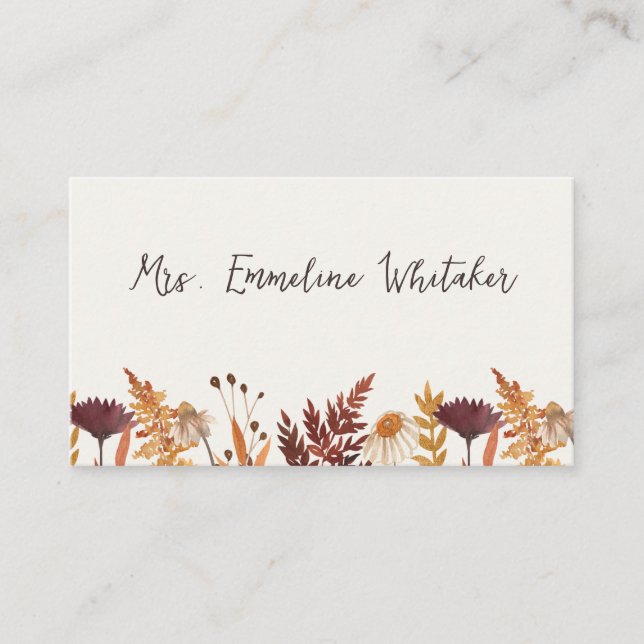 Mesa Tarjeta de lugar de boda de prado otoñal (Anverso)