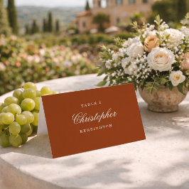 Mesa Tarjeta de lugar de boda de terracota Chic Terrena