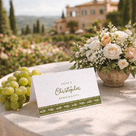 Mesa Tarjeta de lugar de boda elegante verde oliva tosc