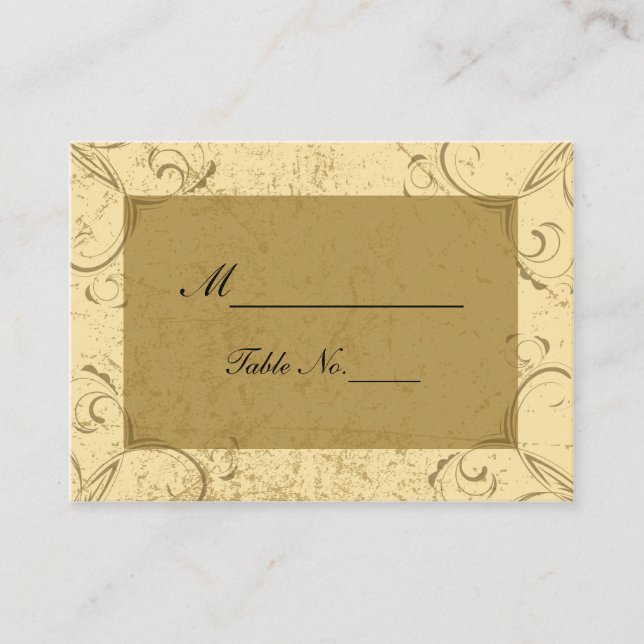 Mesa Tarjeta de lugar de boda elegante y angustiada (Anverso)