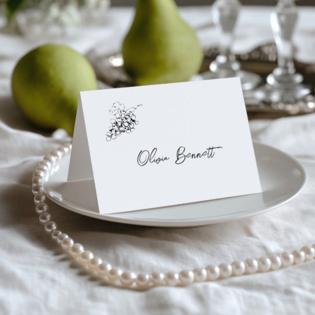 Mesa Tarjeta de lugar de boda en negro y blanco dibujad (Hand Drawn Black & White Wedding Place Card)
