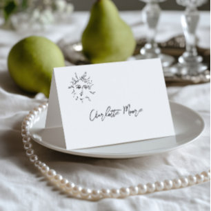 Mesa Tarjeta de lugar de boda en negro y blanco dibujad