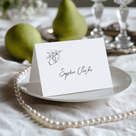 Mesa Tarjeta de lugar de boda en negro y blanco dibujad