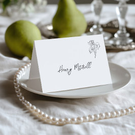 Mesa Tarjeta de lugar de boda en negro y blanco dibujad