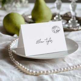 Mesa Tarjeta de lugar de boda en negro y blanco dibujad
