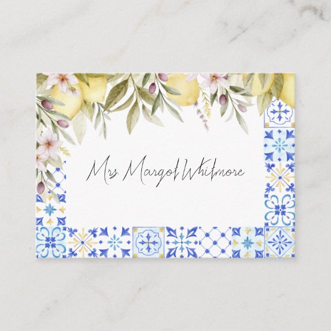Mesa Tarjeta de lugar de boda en olivar (Anverso)