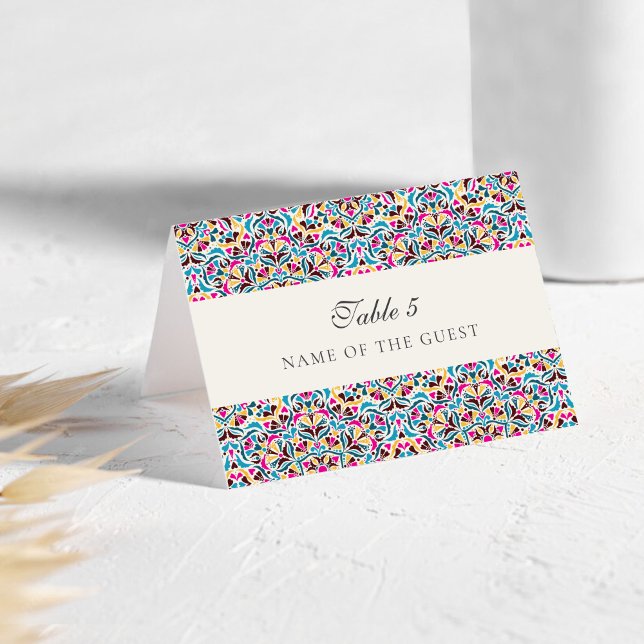 Mesa Tarjeta de lugar de boda floral caprichosa magenta (Subido por el creador)
