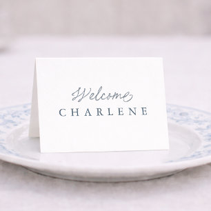 Mesa Tarjeta de lugar de boda francesa azul polvorienta