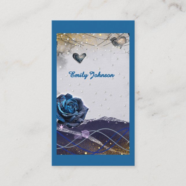 Mesa Tarjeta de lugar de boda Navy Silver Gold (Anverso)