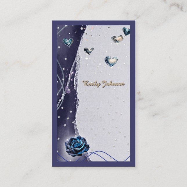Mesa Tarjeta de lugar de boda Navy Silver Gold (Anverso)