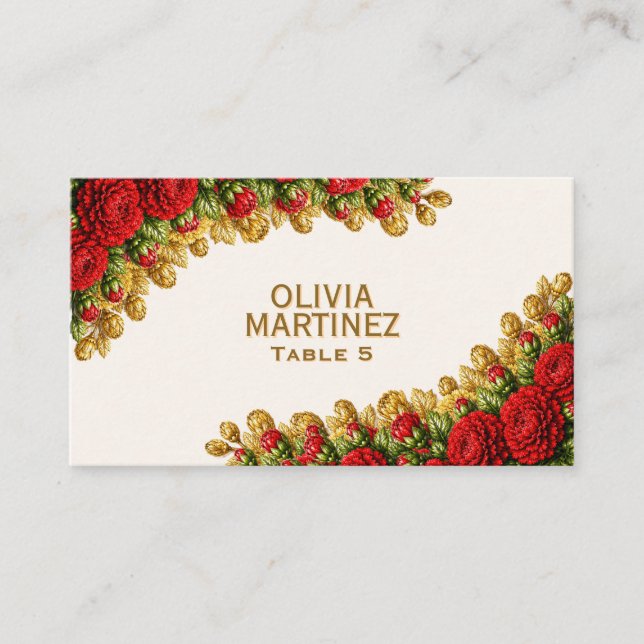 Mesa Tarjeta de lugar de boda Ohio Red Carnation (Anverso)