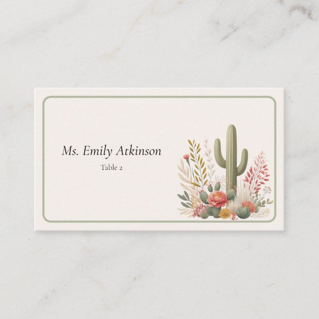 Mesa Tarjeta de lugar de boda Saguaro & Sage Flat (Anverso)