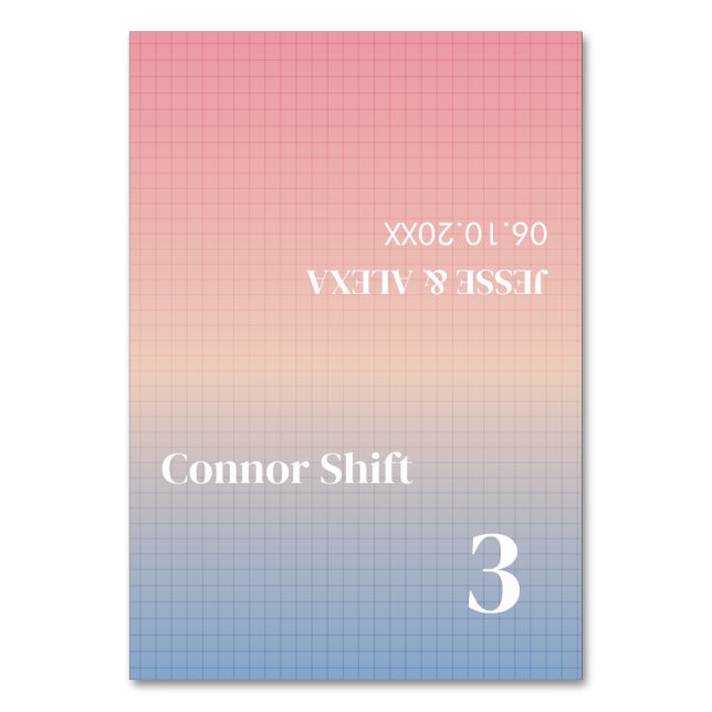 Mesa Tarjeta de lugar de boda Vaporwave plegable (Anverso)